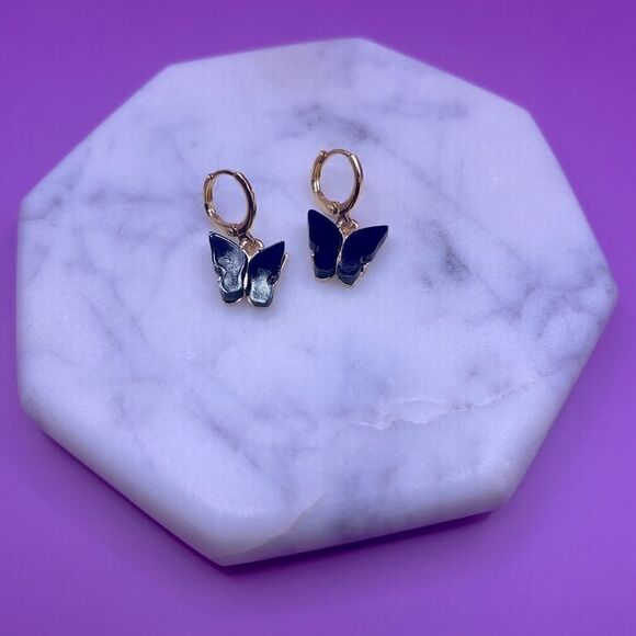 5/$25 Hypoallergenic Acrylic Butterfly Huggie Hoops - Picture 2 of 6